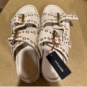 Stylish White and Gold Sandals